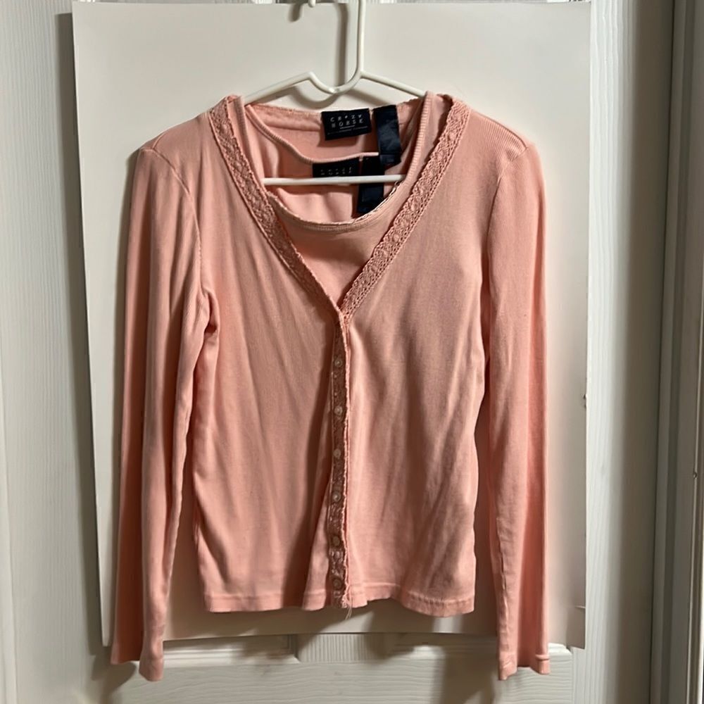 Crazy Horse (A Liz Claiborne Company) size small & medium pink cardigan set.